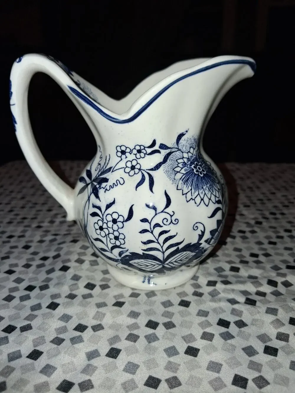 Enesco Blue Onion Small Creamer Pitcher Blue White Ceramic